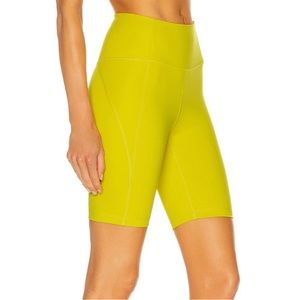 Girlfriend‎ Collective Size Small High Rise Bike Shorts Neon Yellow Running